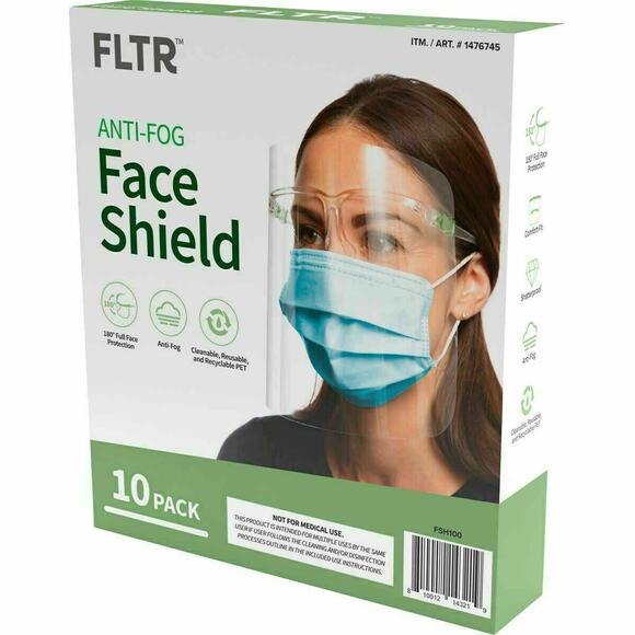 FLTR Pure Protection Anti-Fog Face Shields 10-pack Barrier Comfort - Picture 12 of 12
